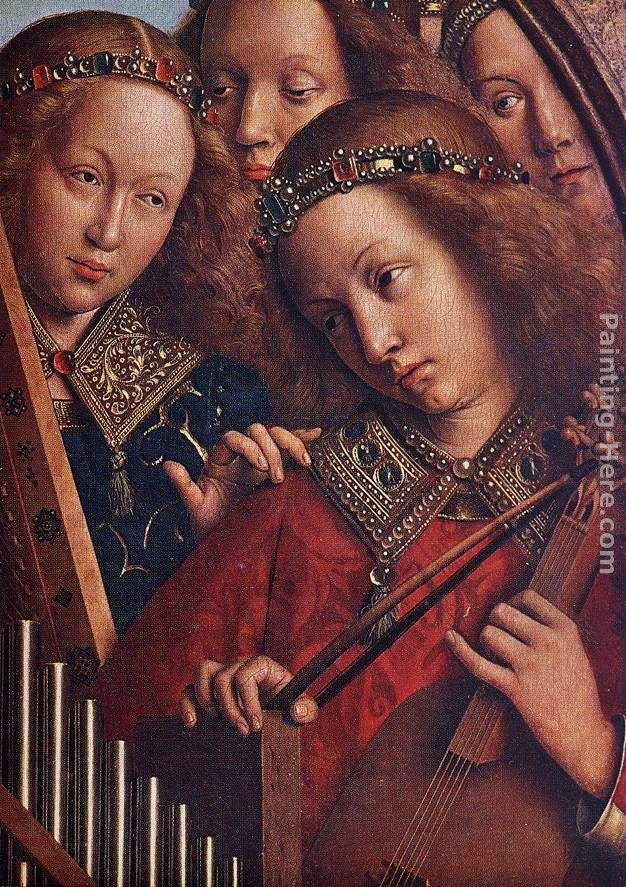 The Ghent Altarpiece Angels Playing Music [detail 2] painting - Jan van Eyck The Ghent Altarpiece Angels Playing Music [detail 2] art painting